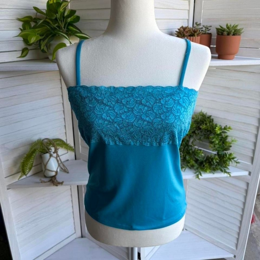 Vintage 90s Blue lace cami top with adjustable straps
